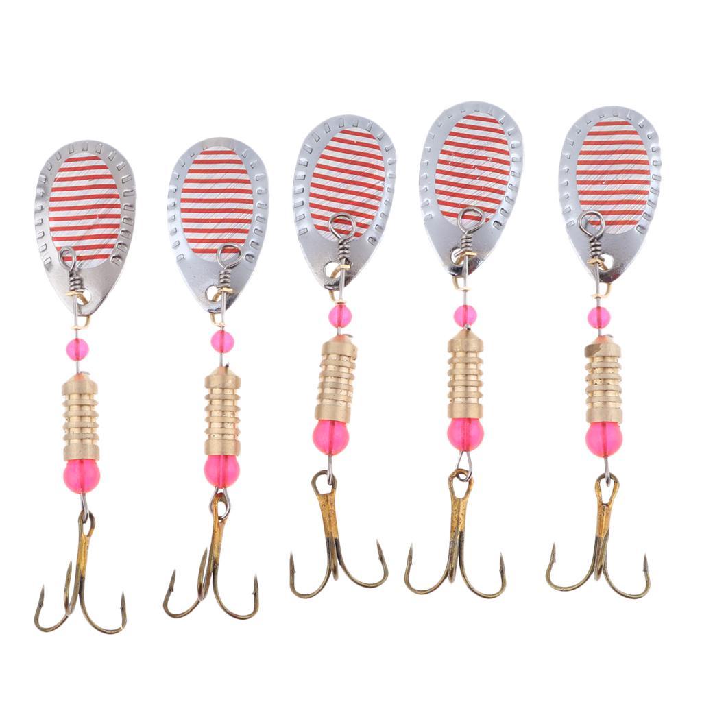 5pcs Spoon Sequin Fishing Lures Metal Artificial Fishing Hard Baits Hook