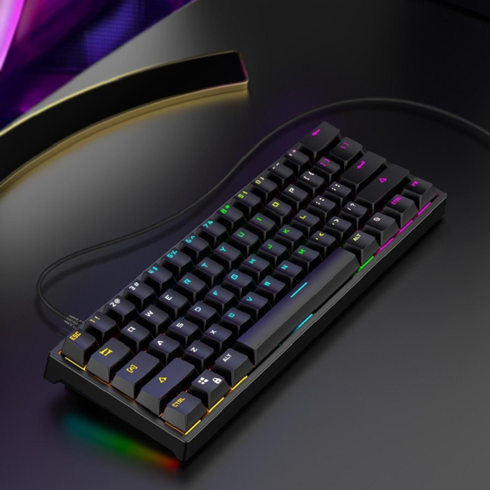 61 Keys Mechanical Keyboards RGB Illuminated Multi Color LED Backlit Wired