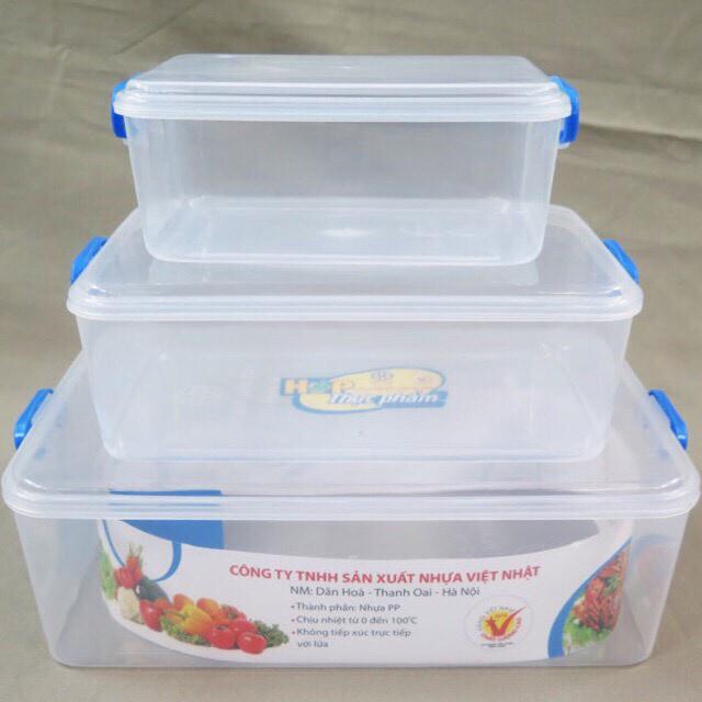 Bộ 3 hộp lạnh nhật đựng thực phẩm nhựa trong suốt không mùi bảo quản thực phẩm