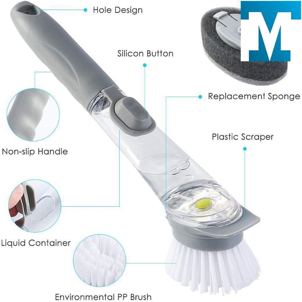 Bàn Chải Cọ Rửa Chén Bát Cọ Rửa Xoong Nồi Đa Năng Kèm Bình Xịt Và 1 Đầu Mút Tiện Lợi
