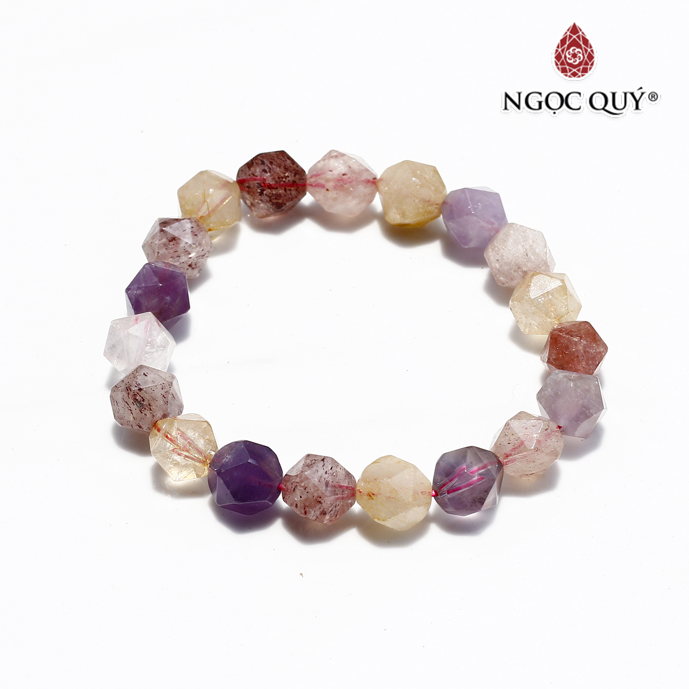 Vòng tay đá super seven facet giác cạnh 10mm - Ngọc Quý Gemstones