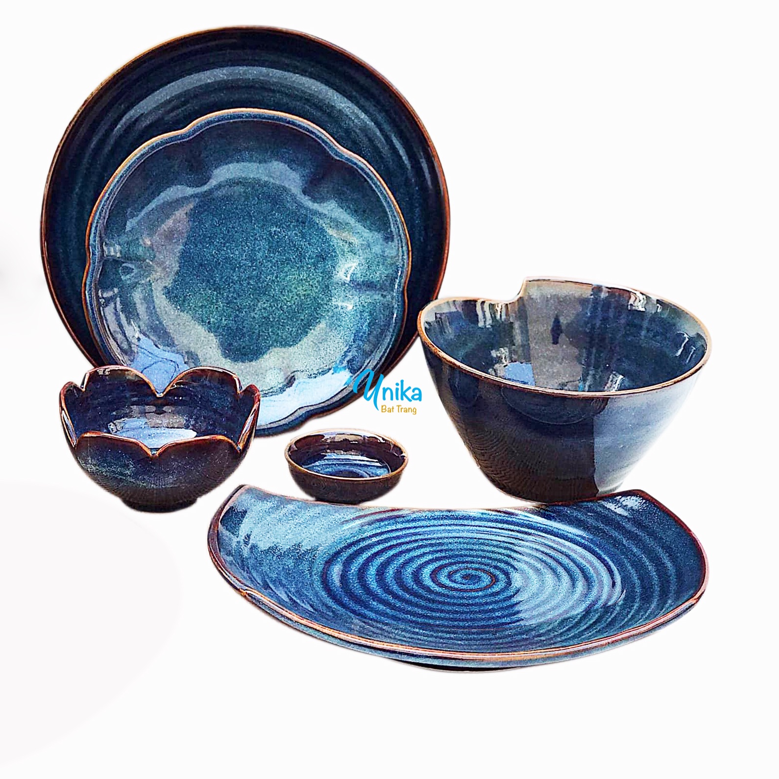 Bat Trang Ceramic Dinner Set - Bộ đồ ăn cao cấp men xanh Bát Tràng BAX20-Set Bát Đĩa Unika Bát Tràng