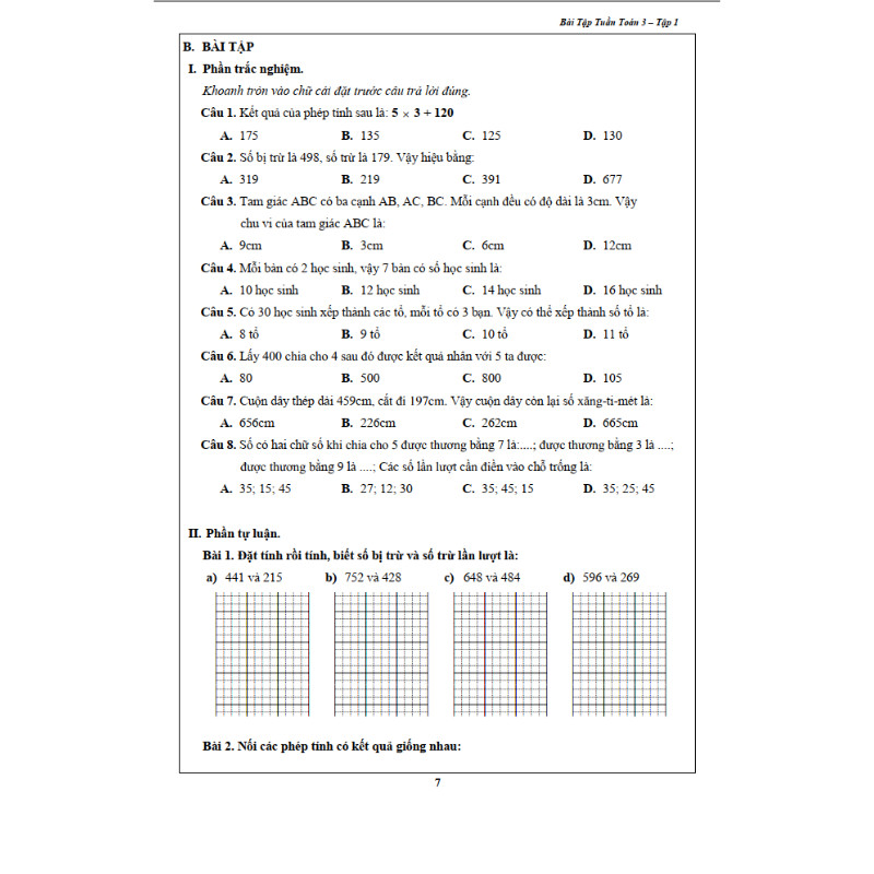 Bài Tập Tuần Toán 3 - Tập 1