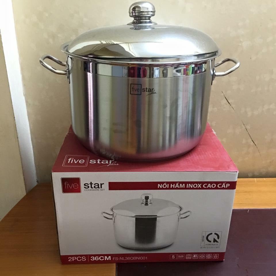 Nồi luộc gà inox 430 bếp từ 3 đáy Fivestar Standard nắp inox ( 36cm ), tặng 2 vá canh