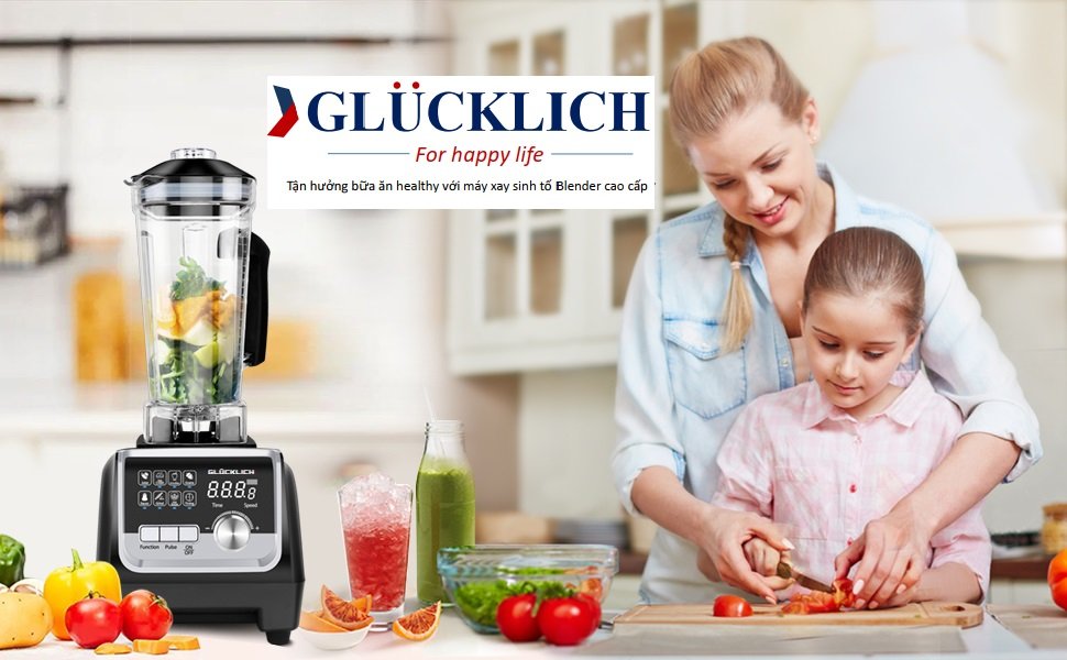 Máy xay sinh tố công nghiệp GLUCKLICH GL-206C 2L 2200W có hẹn giờ- thương hiệu GLÜCKLICH Đức - hàng chính hãng