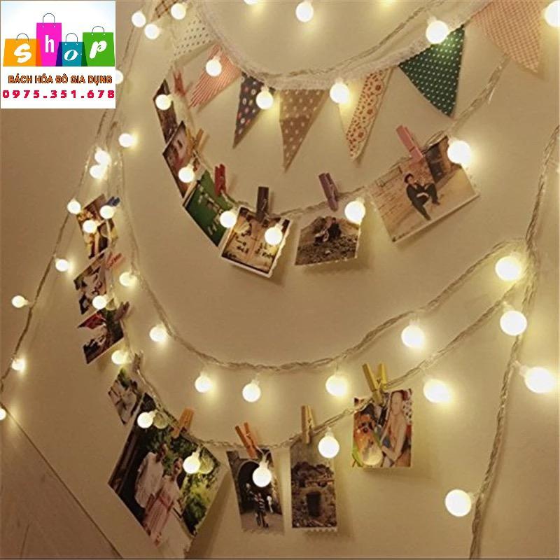 Đèn Trang Trí Cherry Ball Treo Ngoài Trời Dây Đen sáng nhiều màu