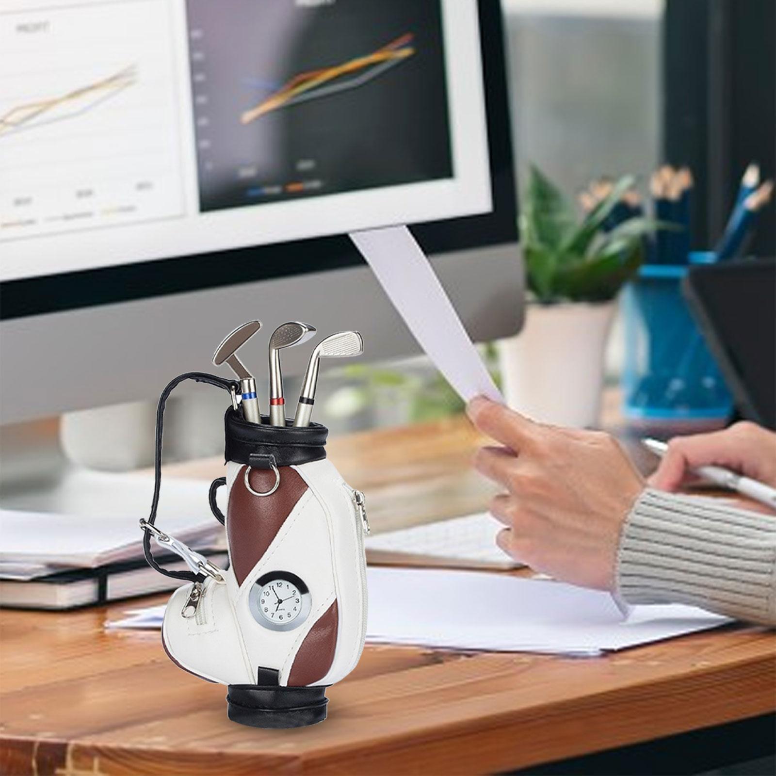 Golf Bag Golfer Boys for Men Mini Clubs Pens Set Unique Gift Golf Pen Holder