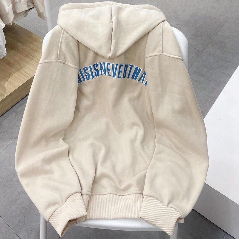 Áo Khoác Thisisneverthat Chữ Thêu Màu Rêu Unisex Nam Nữ Form Rộng Vải Mềm Mịn Phong Cách Ulzzang