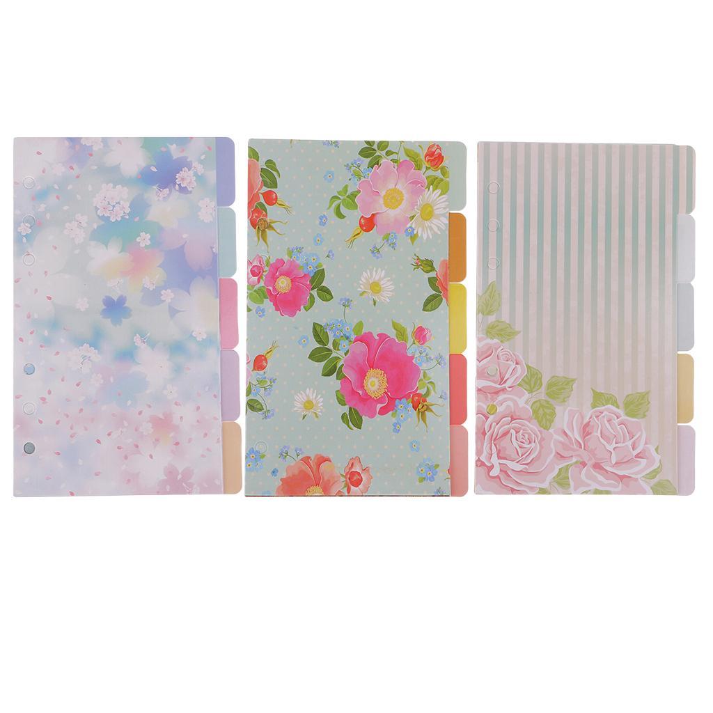 5 Pieces Colorful 6 Holes Memo Paper Indexing Dividers Sheets For Journal Note Book Diary Cardstock