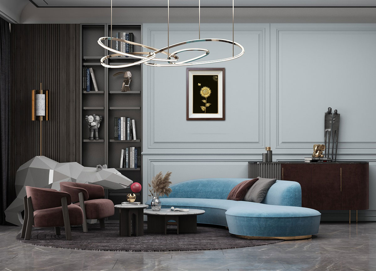 Tranh Hoa Hướng Dương 3D Mạ Vàng Cao Cấp Trang Trí Tường, Phòng Khách - HHD01