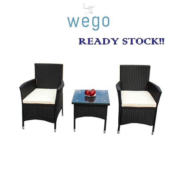 WEGO Bộ bàn ghế mây nhựa ngoài trời/ Bàn ghế sân vườn/ Bàn ghế hồ bơi – 2 chỗ ngồi // Outdoor Furniture Rattan Chair set Garden Dining Table Set 2 seater