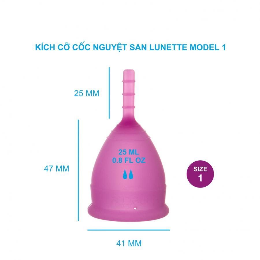 Cốc Nguyệt San Lunette Cao Cấp, Màu Tím Hộp Hoa