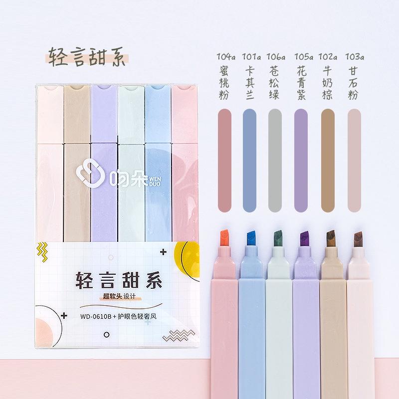 Set 6 bút vuông highlight đánh dấu pastel trang trí sổ tay học tập