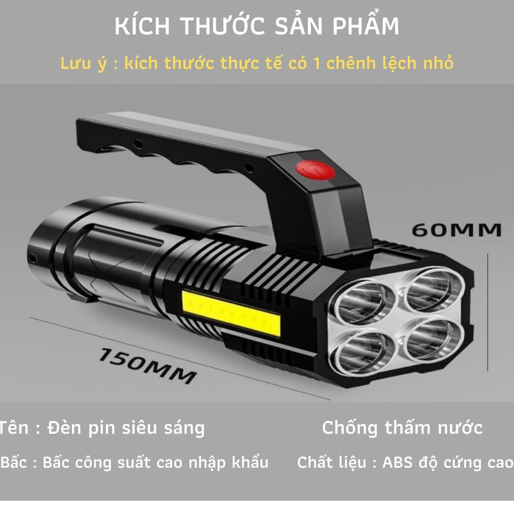 Đèn Pin Cầm Tay Siêu Sáng, Góc Chiếu Rộng, Chống Nước Tiết Kiệm Điện