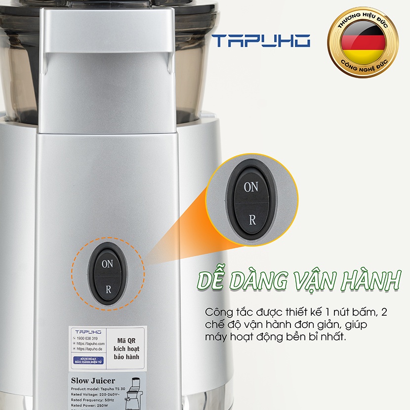 Máy ép hoa quả chậm Tapuho TS30 - Thương hiệu Đức