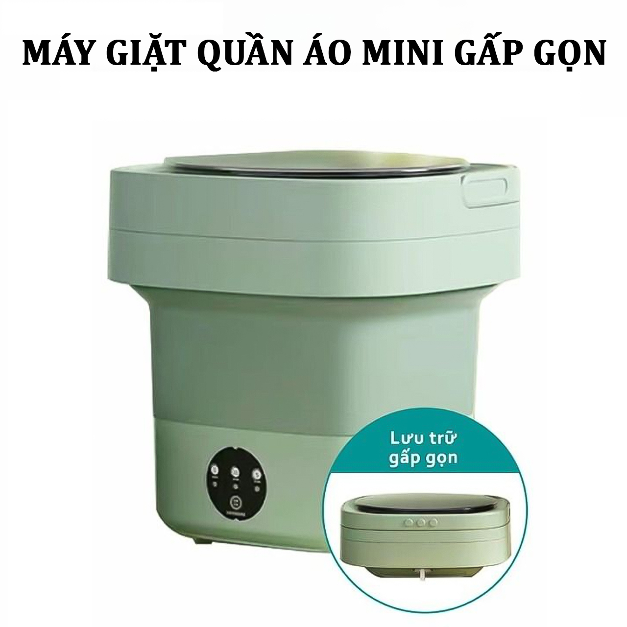 Máy giặt mini gấp gọn dung tích 6L  giặt đồ lót, tất vớ, giặt đồ cho bé tự vắt khô khử khuẩn bằng công nghệ mới - hàng chính hãng