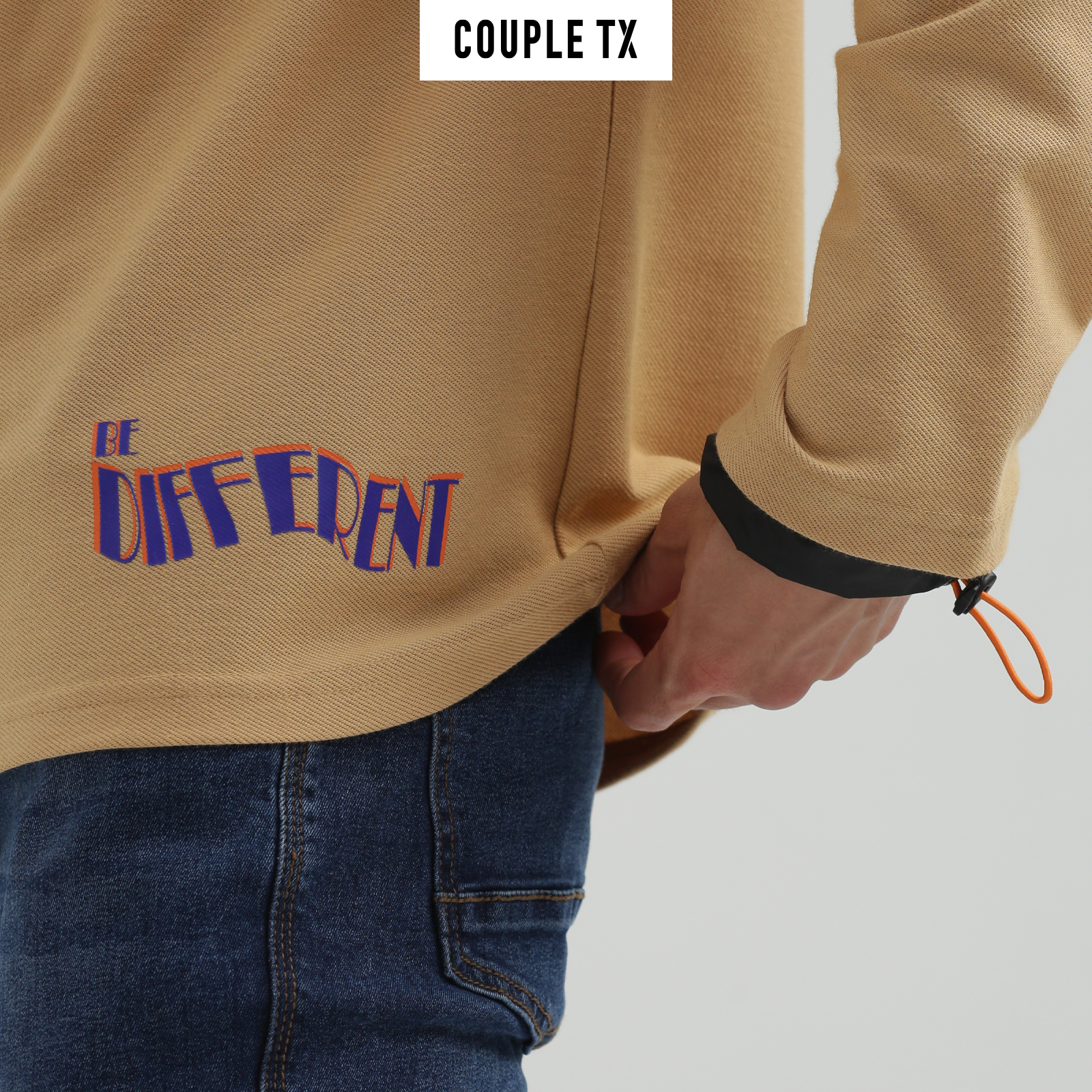 COUPLE TX - Áo Thun Nam Dài Tay Phối Dù Rút MTS 1204