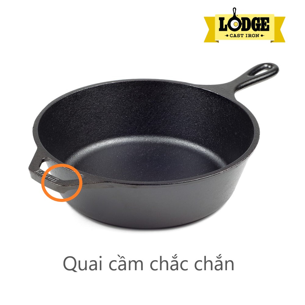 [Chính hãng LOGDE - MỸ] Chảo gang sâu lòng Lodge 26cm - L8DSK3.Chảo dùng xào, rang, chiên, rán, nướng, áp chảo thực phẩm