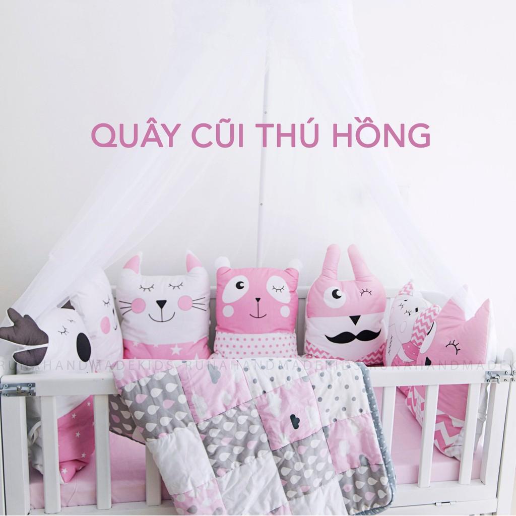 Quây cũi vải hình con thú cho bé RUNA KIDS - Chất liệu Cotton cao cấp, giúp hạn chế va đập, bảo vệ an toàn cho bé