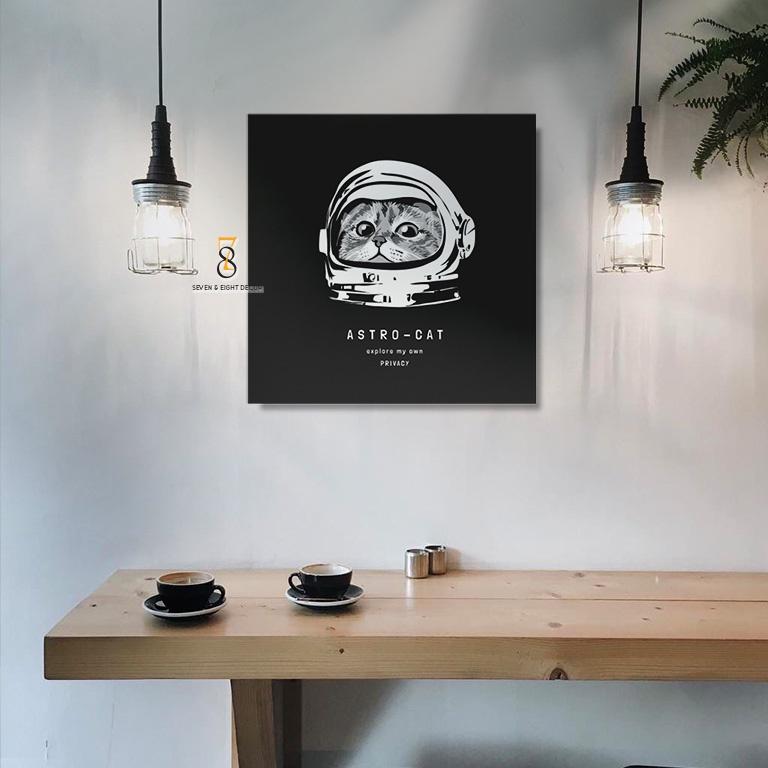Tranh Canvas | Phi Hành Gia Thú Cưng _ Mèo 1FSAST008 | Tranh Căng Khung Cao Cấp | Tặng Kèm Đinh Đa Năng