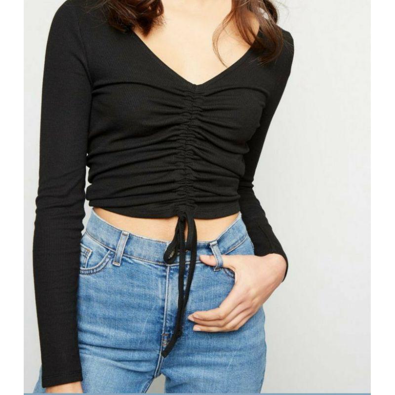 ÁO TAY DÀI RÚT NGỰC CROPTOP - A2RTD