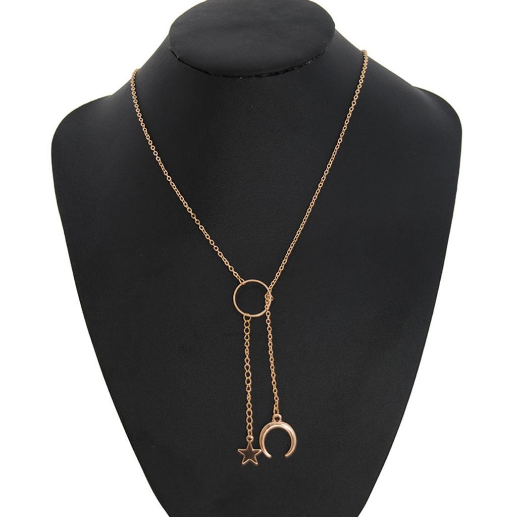 Moon Star Dangle Necklace Golden