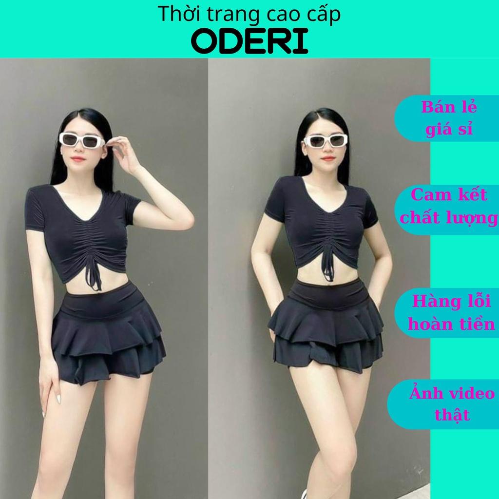 BIKINI ĐỒ BƠI ĐI BIỂN ÁO RÚT NGỰC CHÂN VÁY 2 TẦNG MẪU MỚI ODERI 009