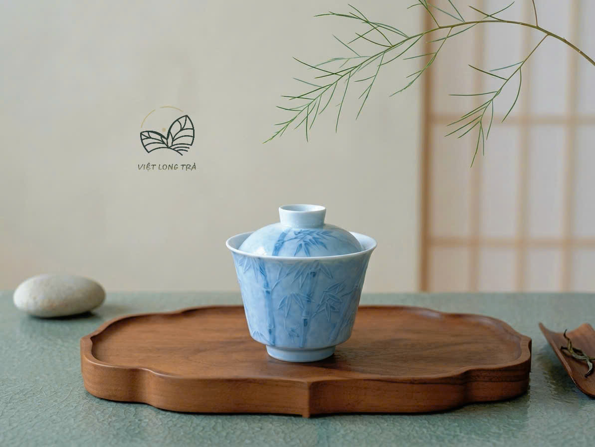 CHÉN KHẢI PHA TRÀ HỌA TIẾT TRÚC VẼ NỔI - DUNG TÍCH 100ML - KUNGFU TRÀ - GAIWAN