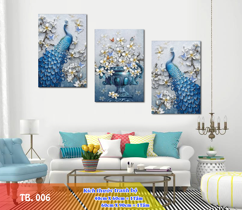 Tranh treo Tường Chim công HD06- Tranh gỗ treo tường