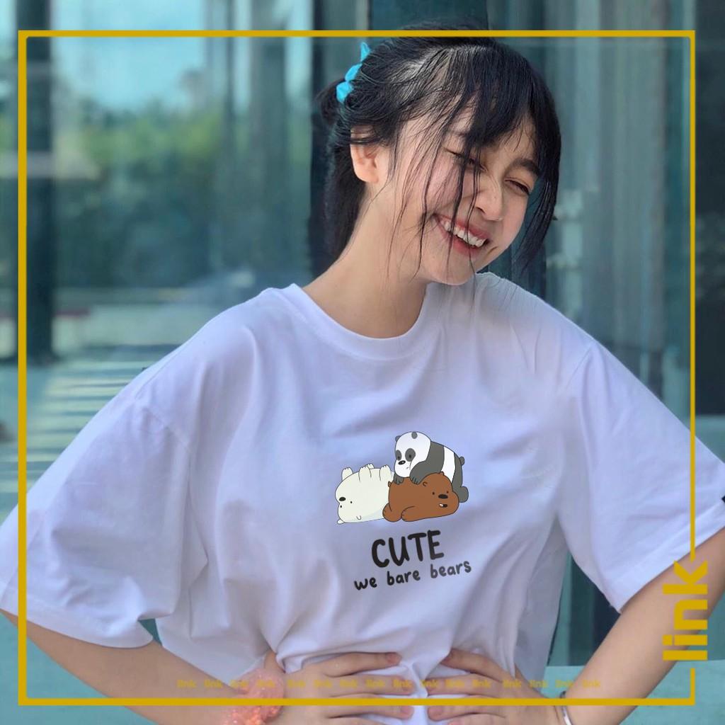 Áo thun unisex GẤU WE BARE BEAR tay lỡ dáng rộng