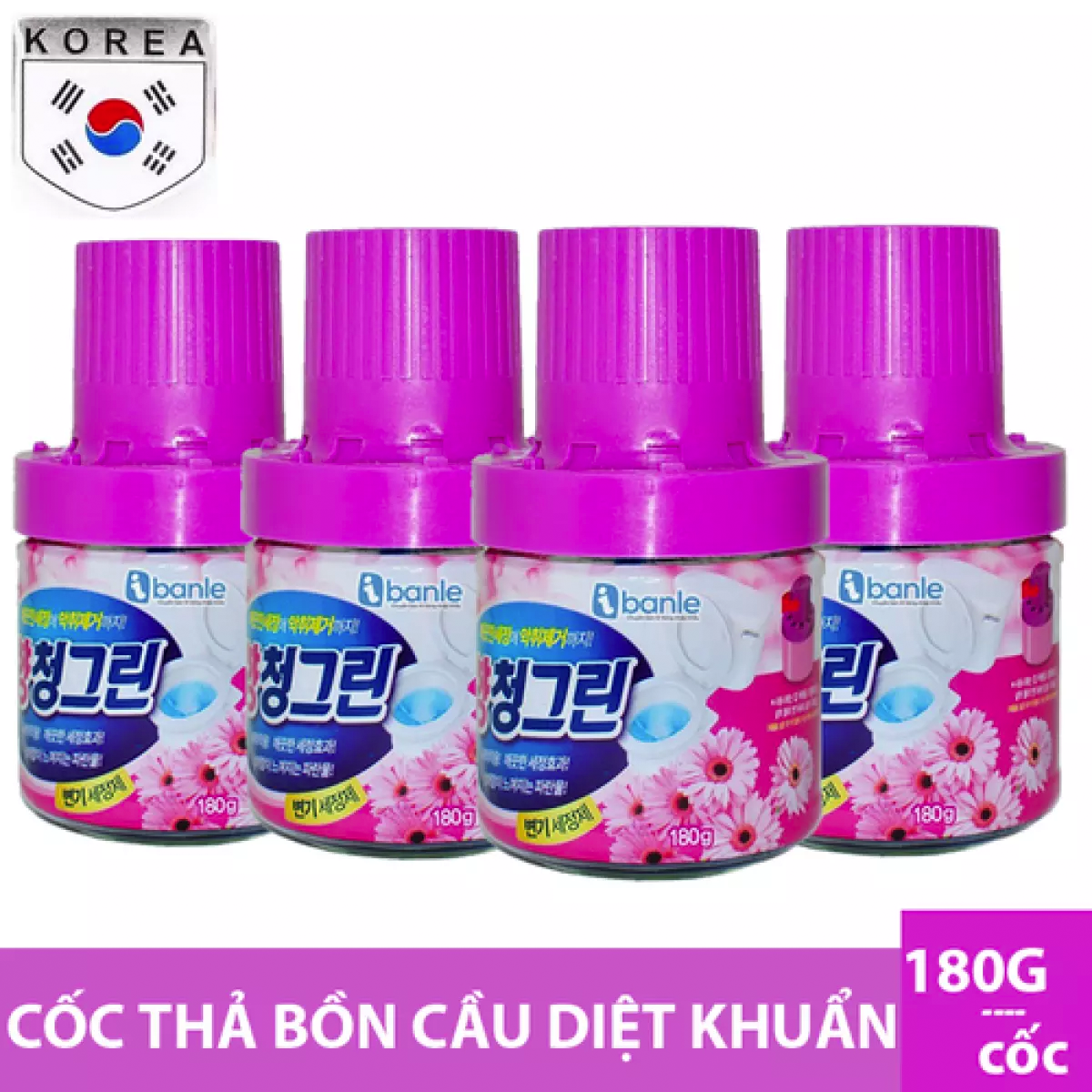 4 Cốc Thả Bồn Cầu Thuỷ Tinh Hàn Quốc diệt khuẩn và làm thơm 180g/cốc