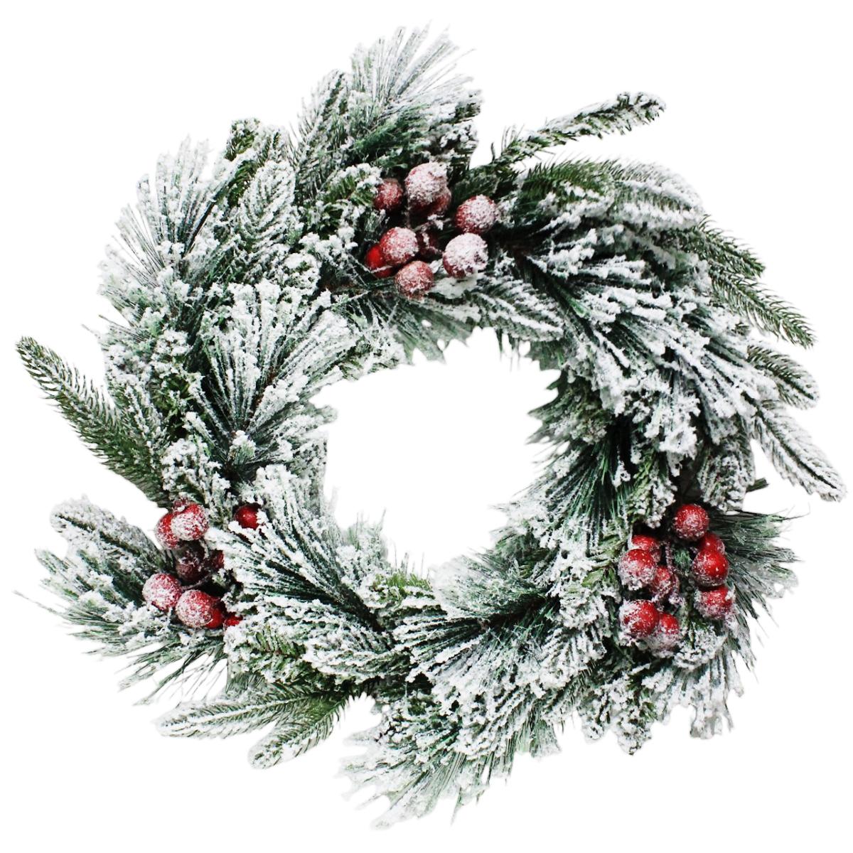 Vòng Hoa Cước Nở Hoa Phủ Tuyết - Trang Trí Noel 50 cm - Chaang Chiia LP-W2-HS20