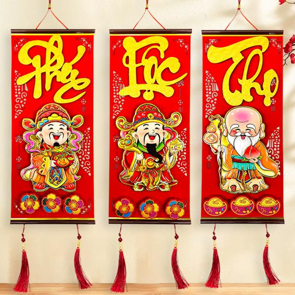 Bộ 3 Liễn Treo Phúc Lộc Thọ - Trang Trí Tết - VN01