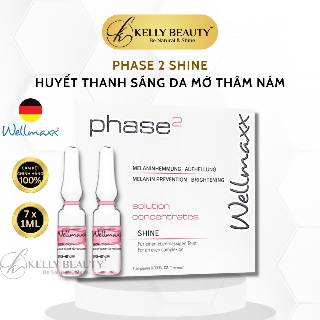 Huyết Thanh Sáng Da Phase 2 Shine WELLMAXX - Sáng Da, Ngừa Tăng Sắc Tố, Mờ Thâm Nám; Phục Hồi Da Sau Peel | Kelly Beauty