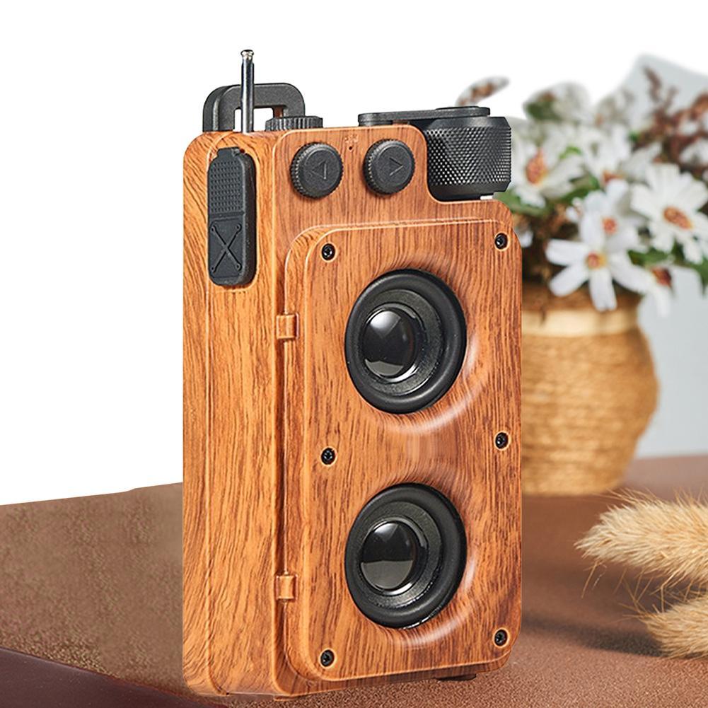 Loa tương thích với bluetooth retro di động không dây gọi tay không dây U Disk hoài cổ âm thanh nhỏ Outdoor FM Radio Màu sắc: màu gỗ