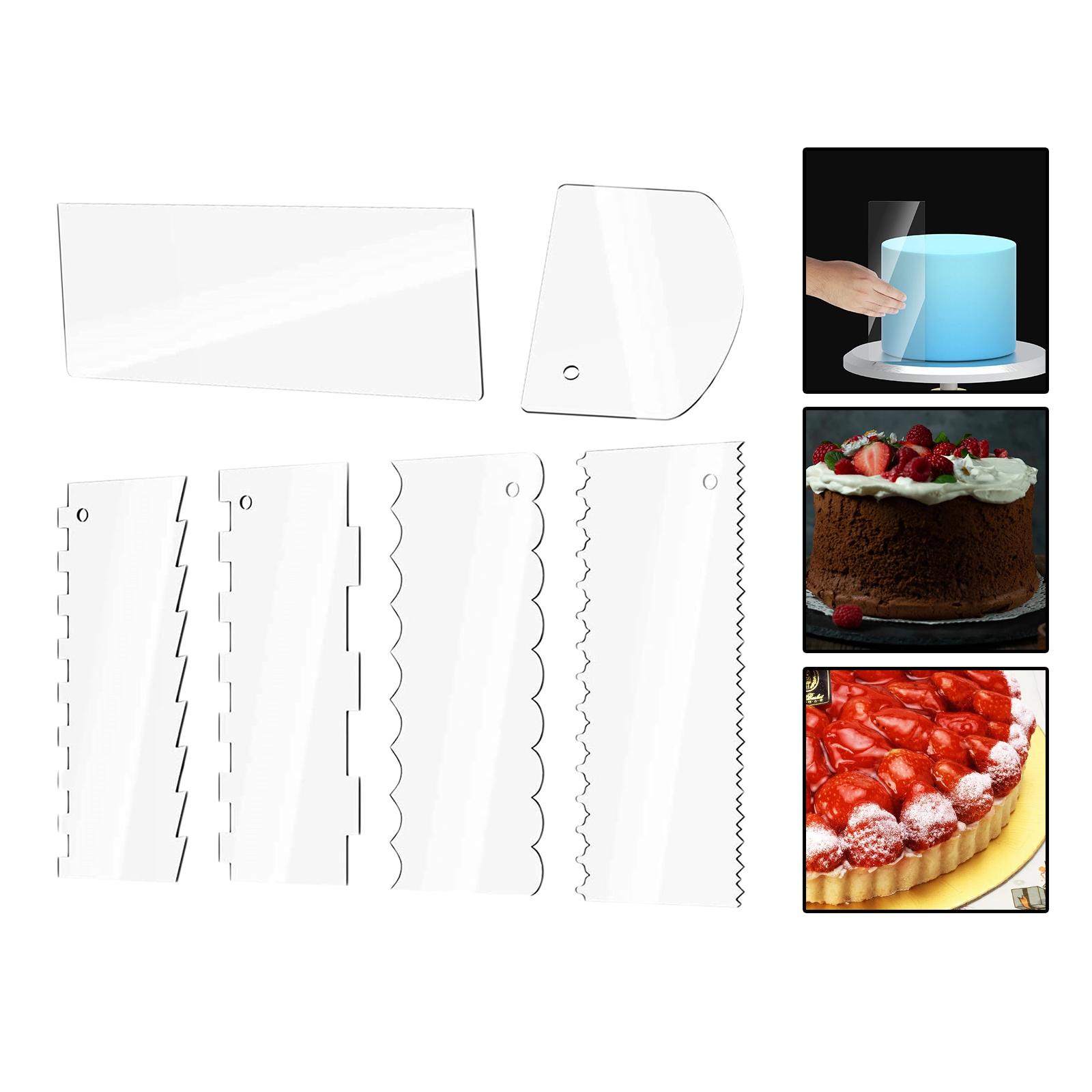 6 Pieces Acrylic Cake Scraper for Cake Edges Icing Mousse Kitchen Supply