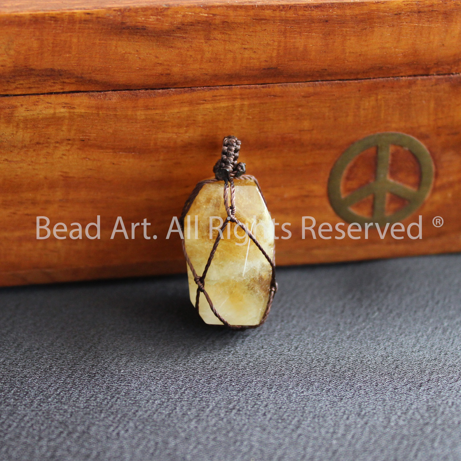 Mặt Dây Chuyền 20x16MM Thạch Anh Vàng Nâu, Citrine Tự Nhiên, Mệnh Thổ, Kim, Trang Sức Phong Thuỷ, Có Tặng Kèm Dây Đeo Màu Đen, Vòng Cổ - Bead Art