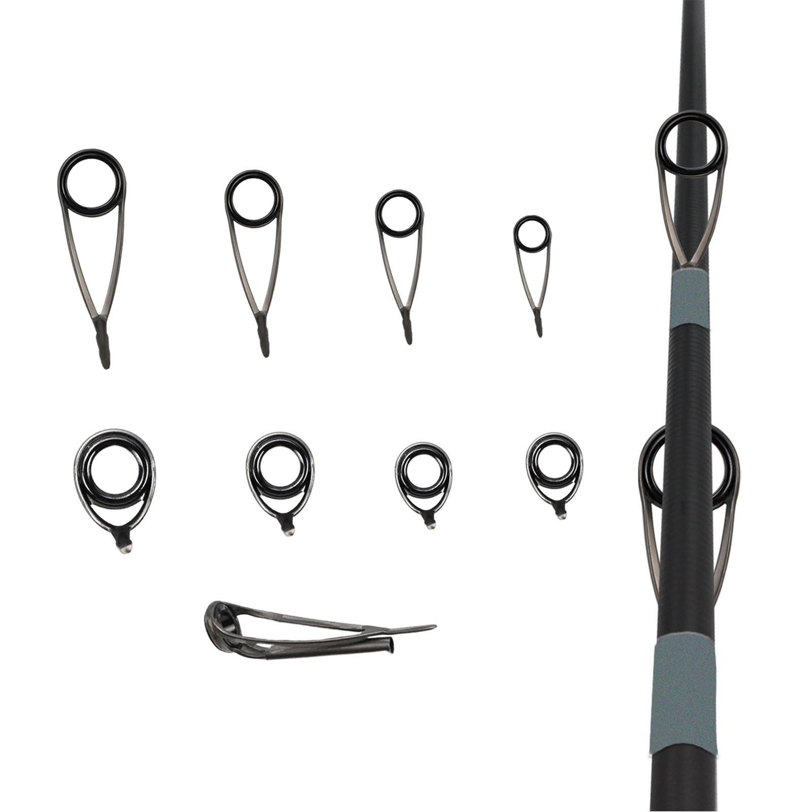 Fishing Rod Guide Set, Durable Lightweight Rod Tip, Repair Kit, Guides Replacement Rings for Building Component Spinning Saltwater Freshwater