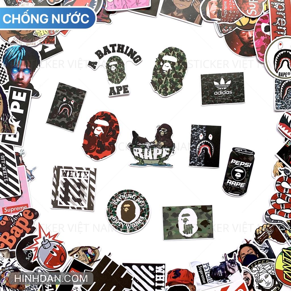 Sticker Hypebeast Bape Offwhite - Dán Trang Trí - Chất Liệu PVC Cán Màng Chất Lượng Cao Chống Nước, Chống Nắng, Không Bong Tróc Phai Màu