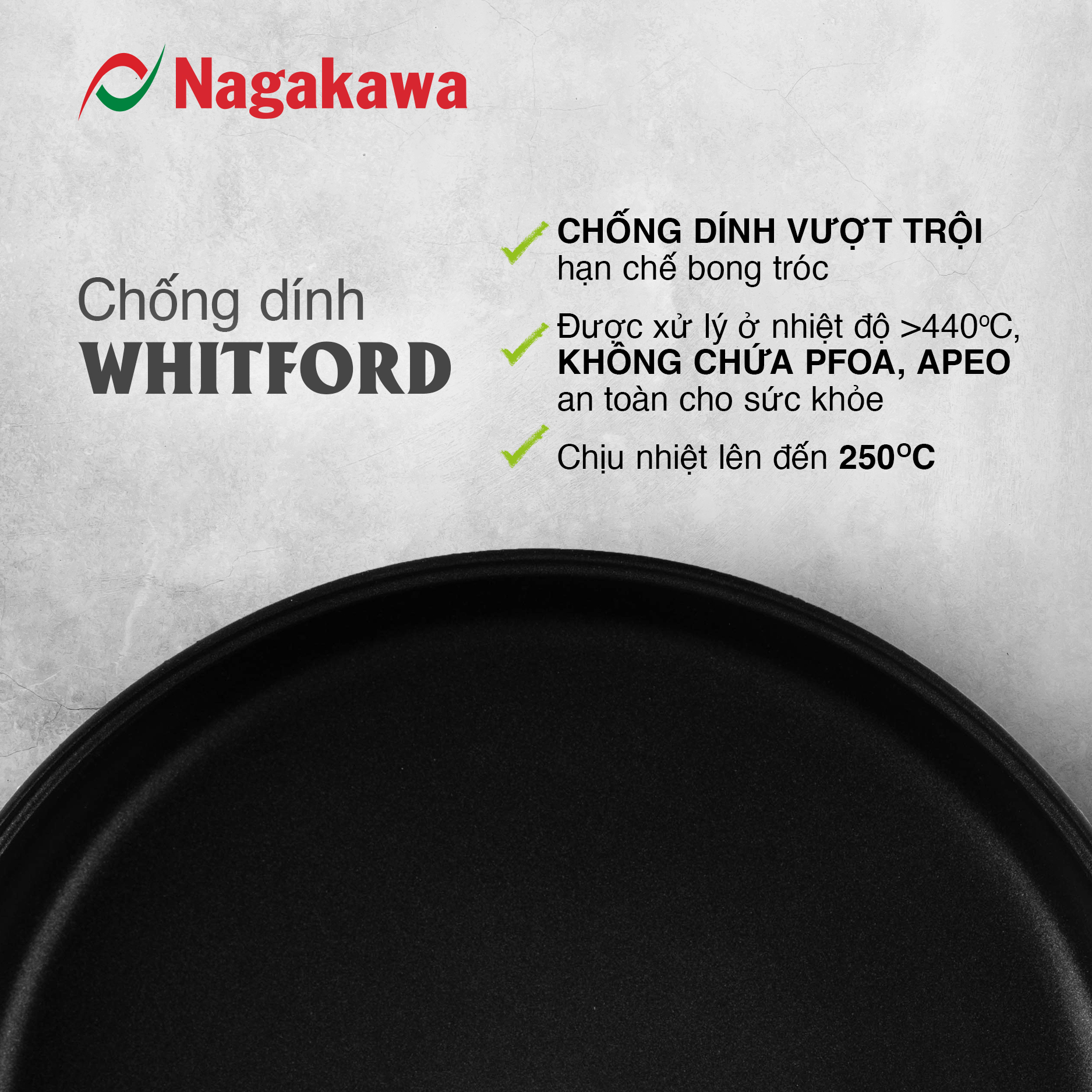 Chảo chống dính inox đa lớp Nagakawa Aki NAG04 - Dùng trên mọi loại bếp - Hàng chính hãng