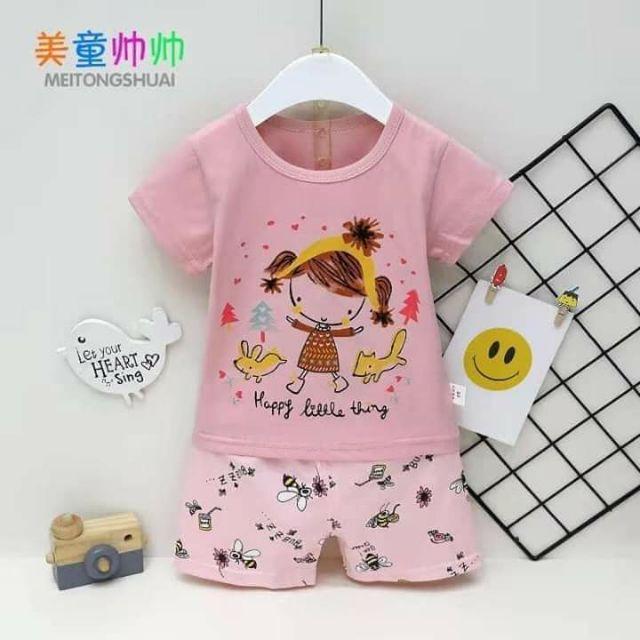 bộ cotton xuất hàn bé gái