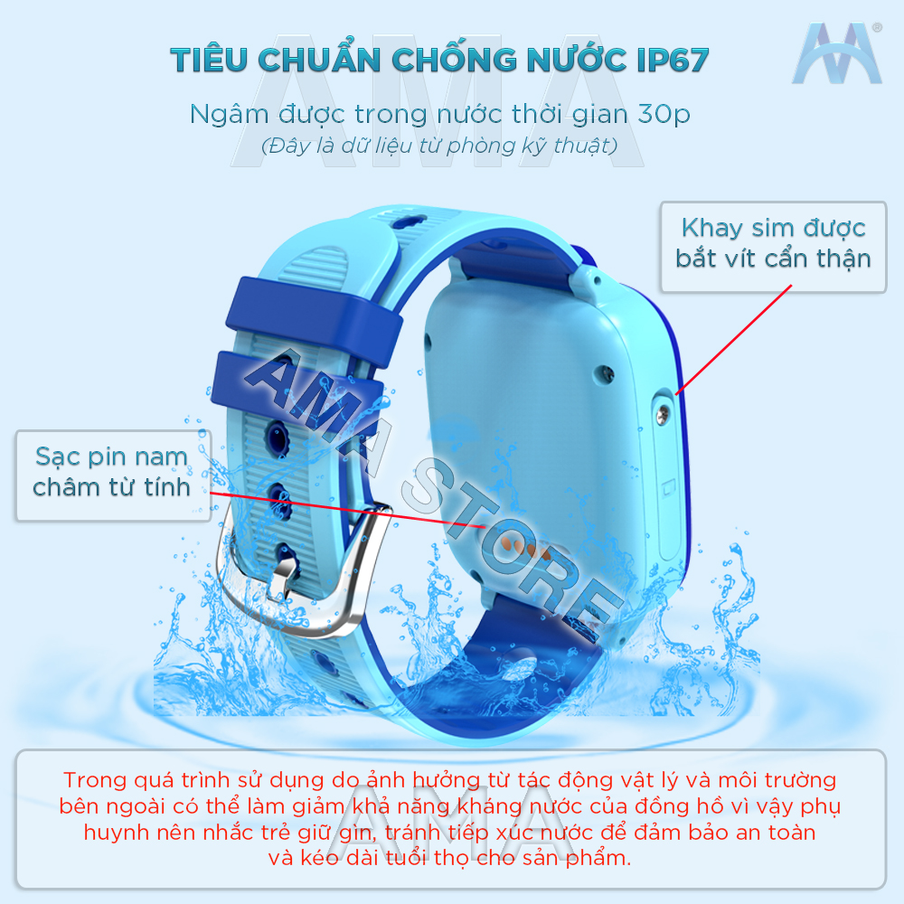 Đồng hồ Thông minh SOS Gọi điện thoại Định vị GPS Chống nước IP67 AMA Watch D06S cho Trẻ con 4 tuổi 5 tuổi 6 tuổi 7 tuổi 8 tuổi 9 tuổi 10 tuổi 11 tuổi Hàng nhập khẩu