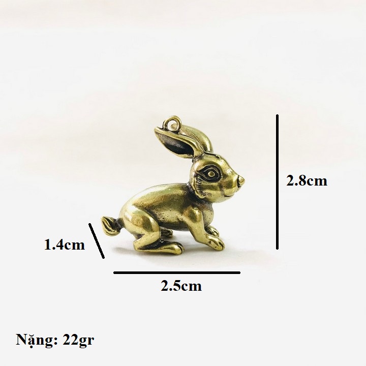 Móc Khóa Tượng Đồng Con Thỏ có kích thước 2.5 x 1.4 x 2.8cm, màu đồng dùng để làm móc khóa, trưng trên bàn, làm quà tặng lưu niệm - TMT Collection - SP005217