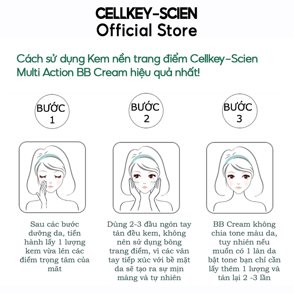 Combo Kem Nền Kem Chống Nắng Che Khuyết Điểm Kiềm Dầu Dưỡng Trắng Chống Nhăn Cho Da Nhạy Cảm Cellkey-Scien BB Sun Cream
