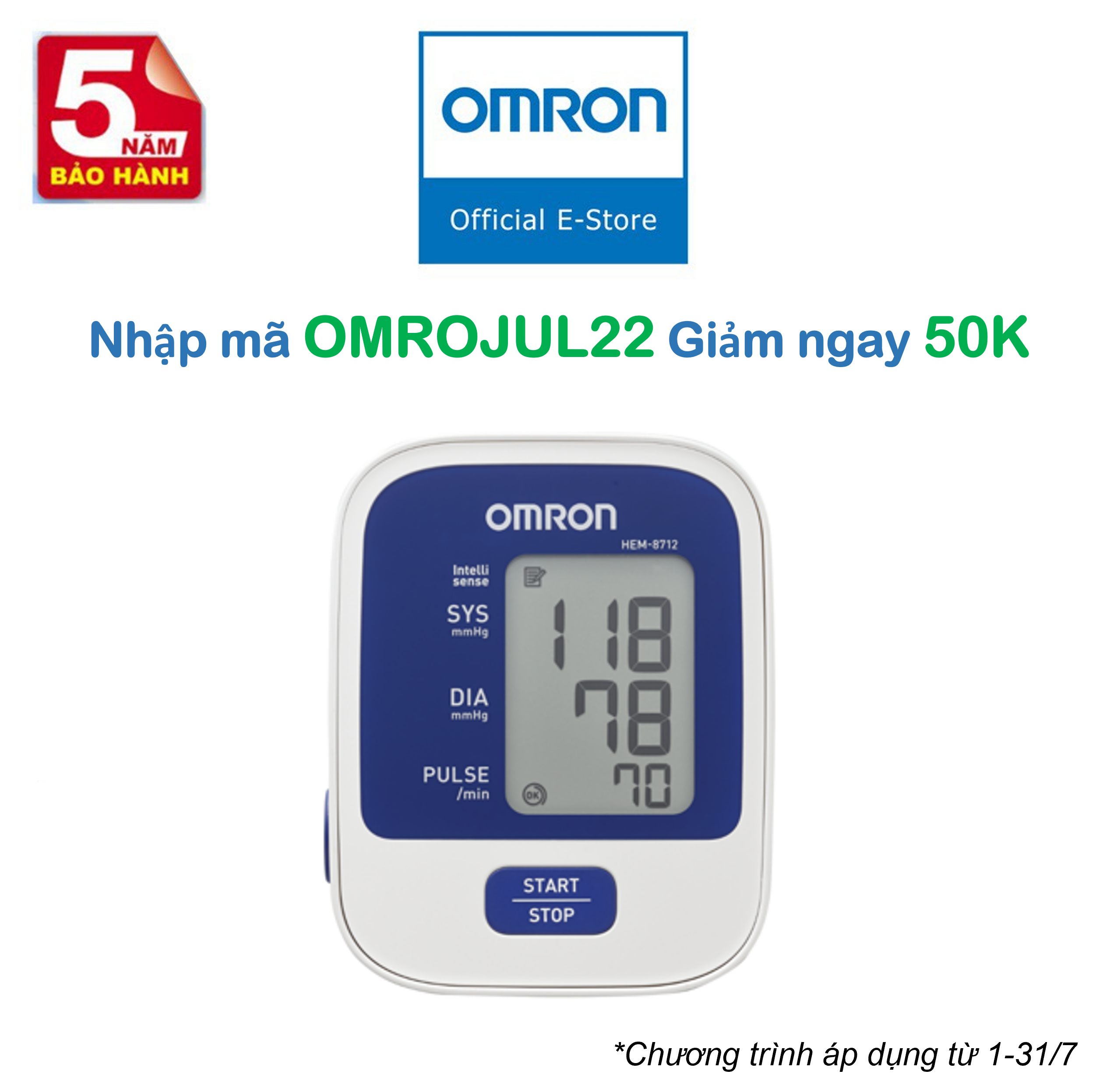 Máy Đo Huyết Áp OMRON HEM-8712 - Công Nghệ IntelliSense