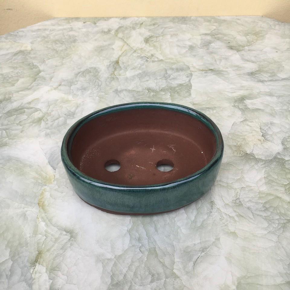 Chậu bonsai Oval mini men hỏa biến gốm Bát tràng 1 size BM-119