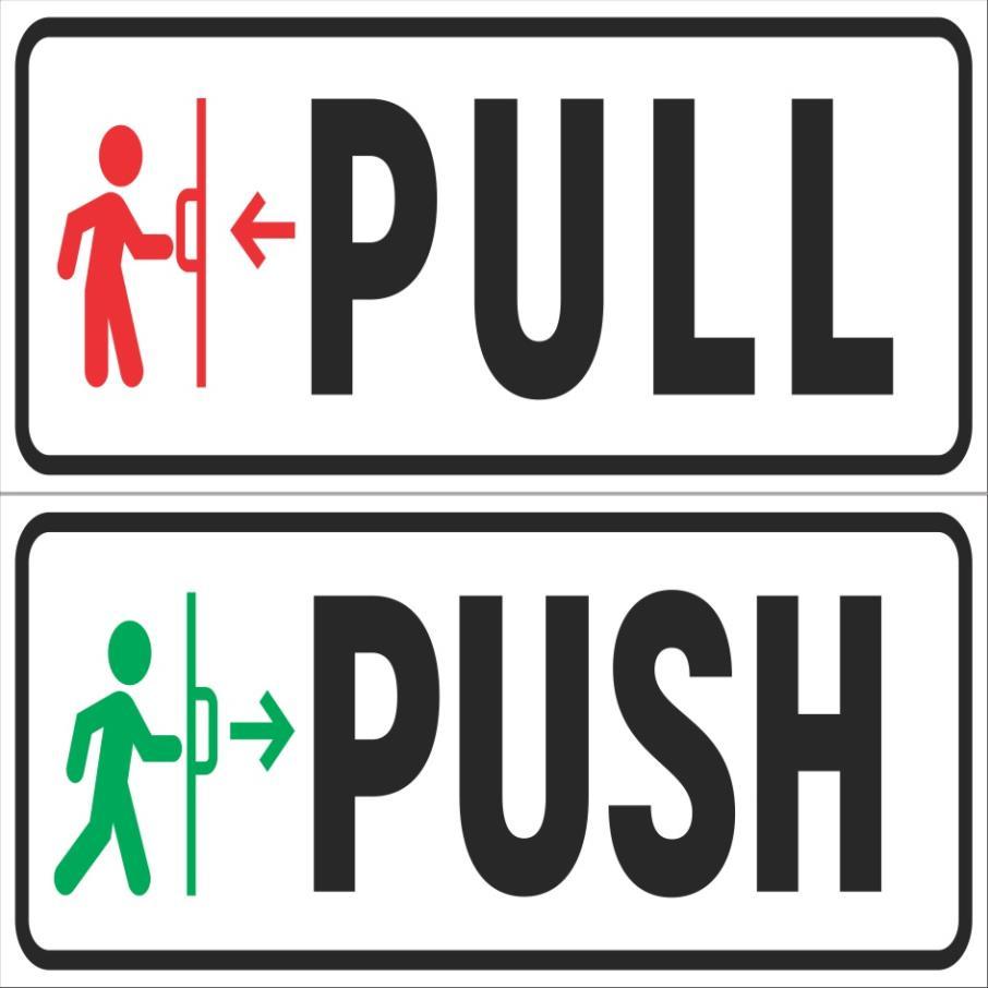 Bảng kéo đẩy - push pull, bảng kéo ra đẩy vào decal dán cửa kính giá tốt