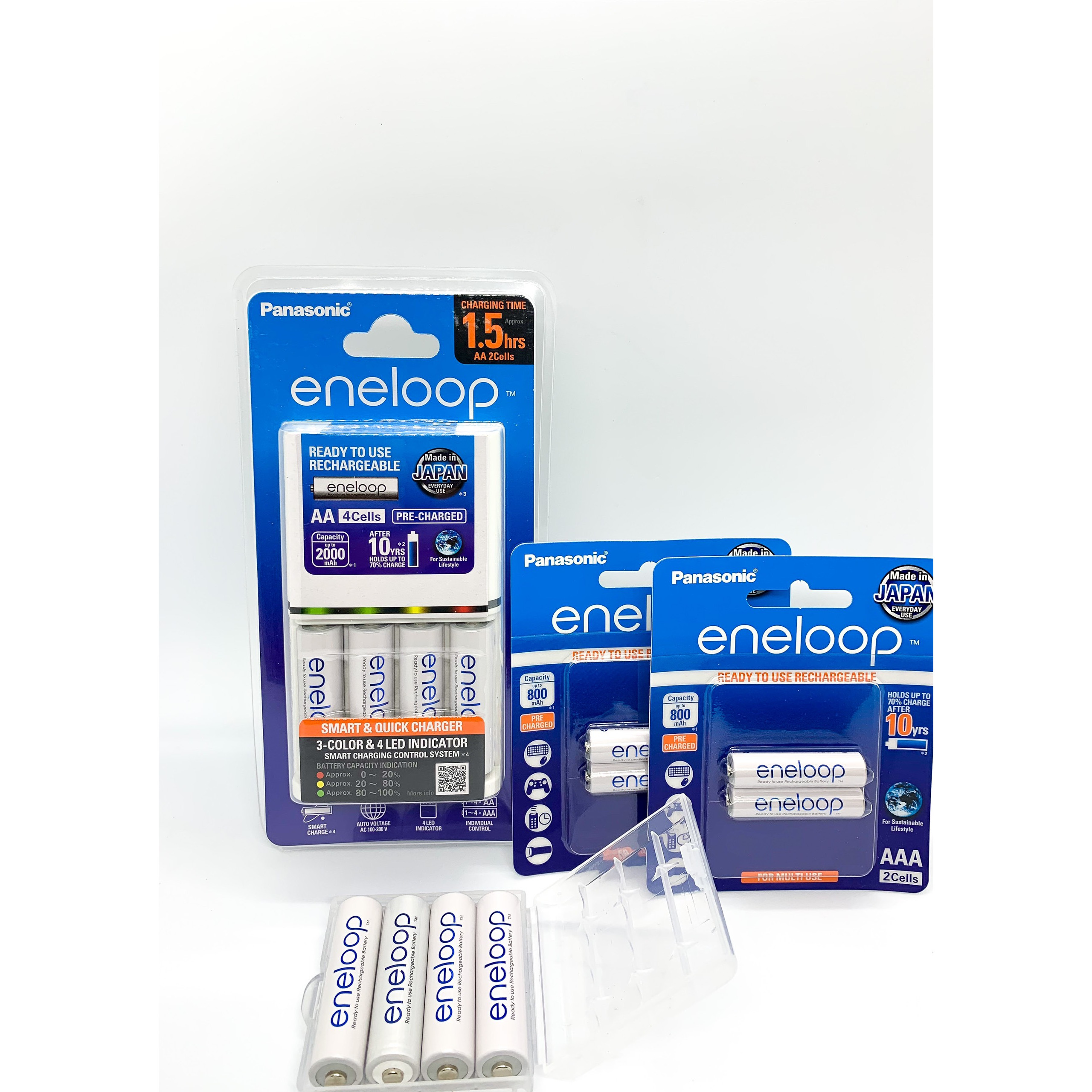 Bộ Sạc Nhanh Panasonic BQ CC55 Kèm 8 Pin Eneloop Made In Japan - Hàng Chính Hãng