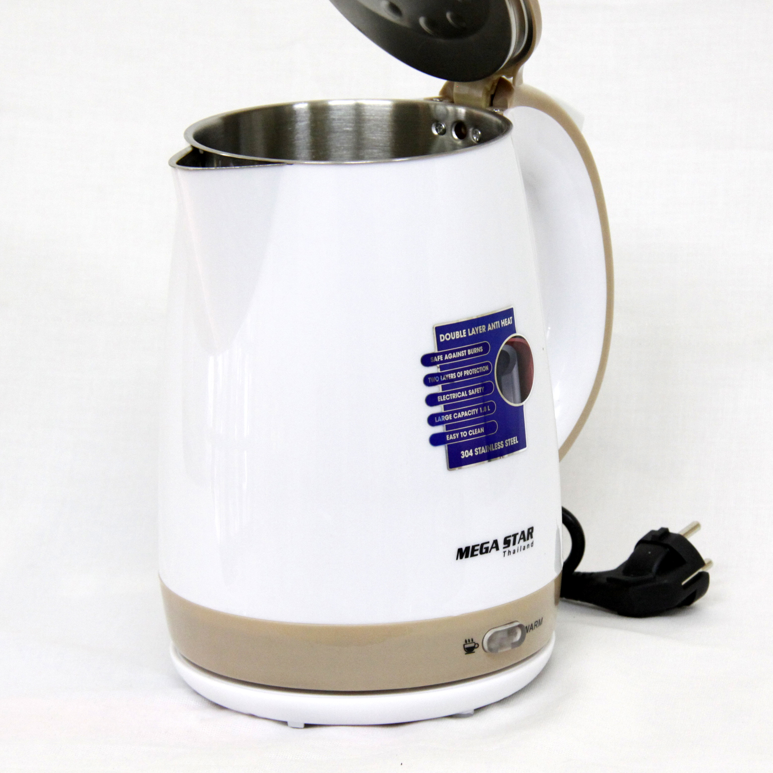 Bình Đun Siêu Tốc 2 Lớp Megastar PS-686 - Công suất 2000W mạnh mẽ đun nước nhanh chóng, thiết kế 2 lớp an toàn cho người sử dụng - Hàng chính hãng