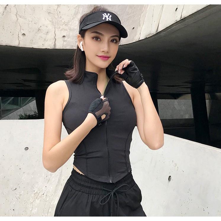 Áo phông tay áo thể thao dành cho phụ nữ áo thun áo dây kéo nhanh chóng Color: Black Size: L